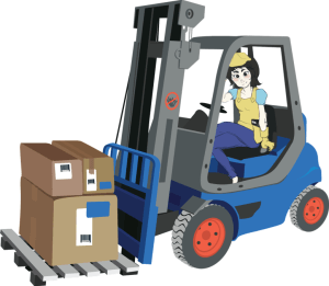 illustration of a forklift operator drop shipping packages